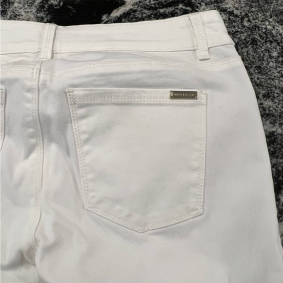 White House Black Market Winter White Skinny Jeans with Sparkly Embroidery - Picture 11 of 13